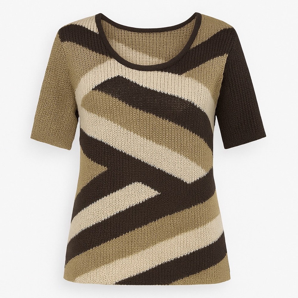 FENDI Vintage Authentic Multicolor Brown Pullover Sweater Size Large NEW